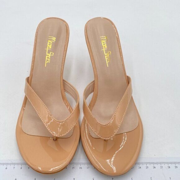 Womens Flip Flop Sandals Slip on Kitten Heel Mules Round Toe Slides Summer - Picture 3 of 8